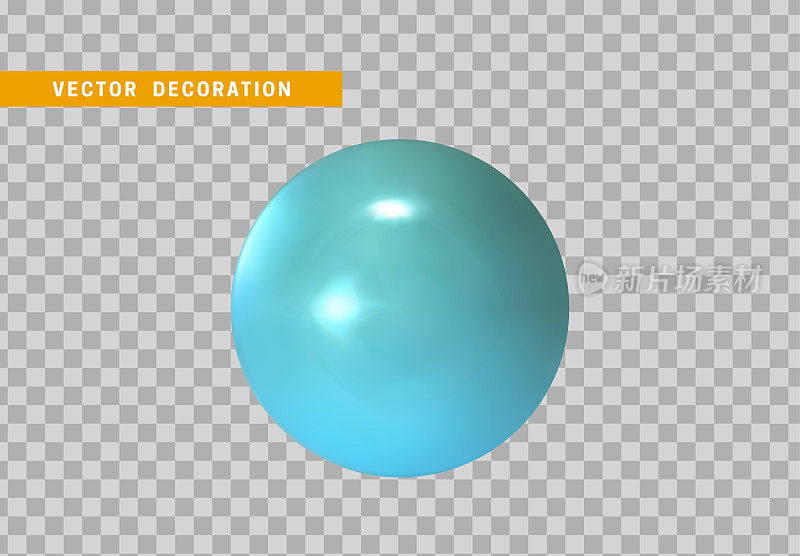 蓝色的圆球。透明背景上光滑的球体。球体的几何形状3 d现实的对象。矢量图